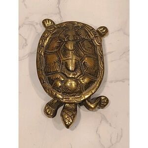Brass Turtle Trinket with Hinged Box Pill Box Jewelry Holder Made In England EUC